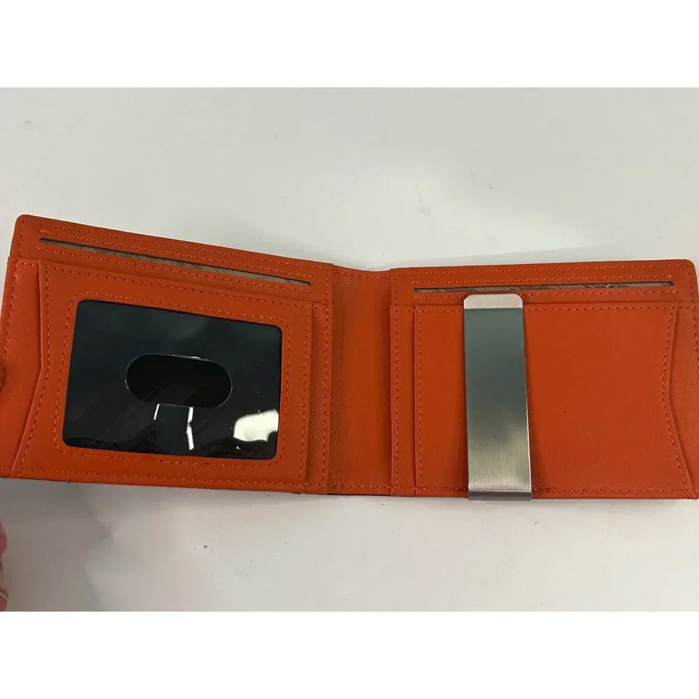 RUNBOX Wallet for Men With Money Clip Orange/Black EUC